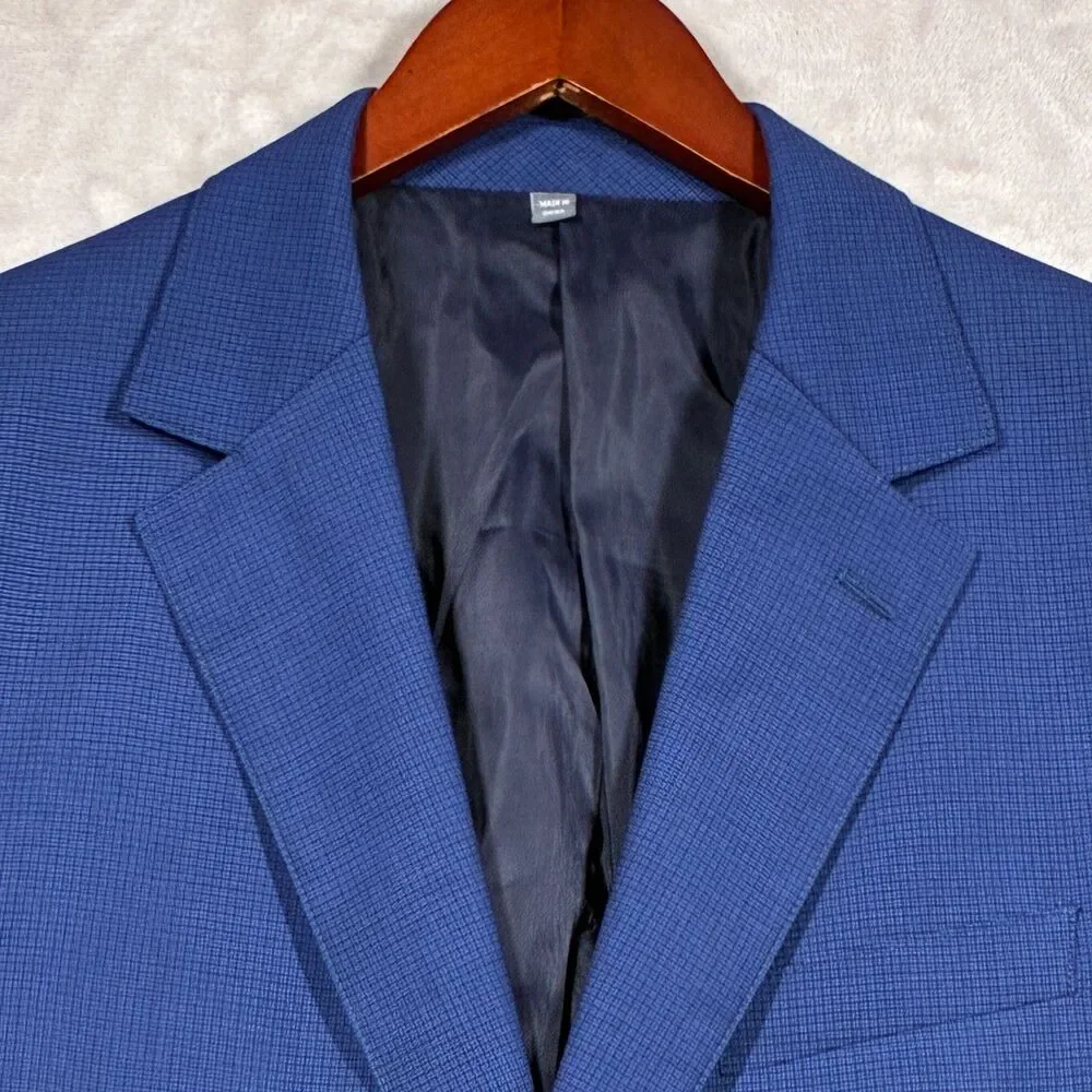 Bonobos Marzotto Italian Wool Royal Blue Micro Check Blazer 40S Slim Sport Coat